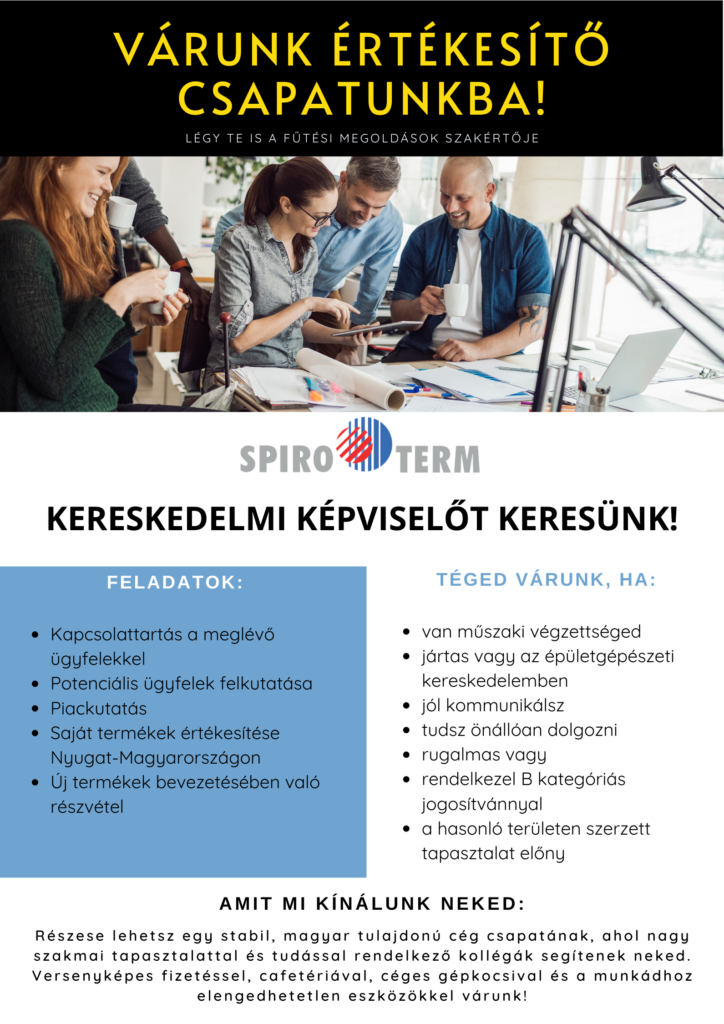 Kereskedelmi képviselőt keresünk!